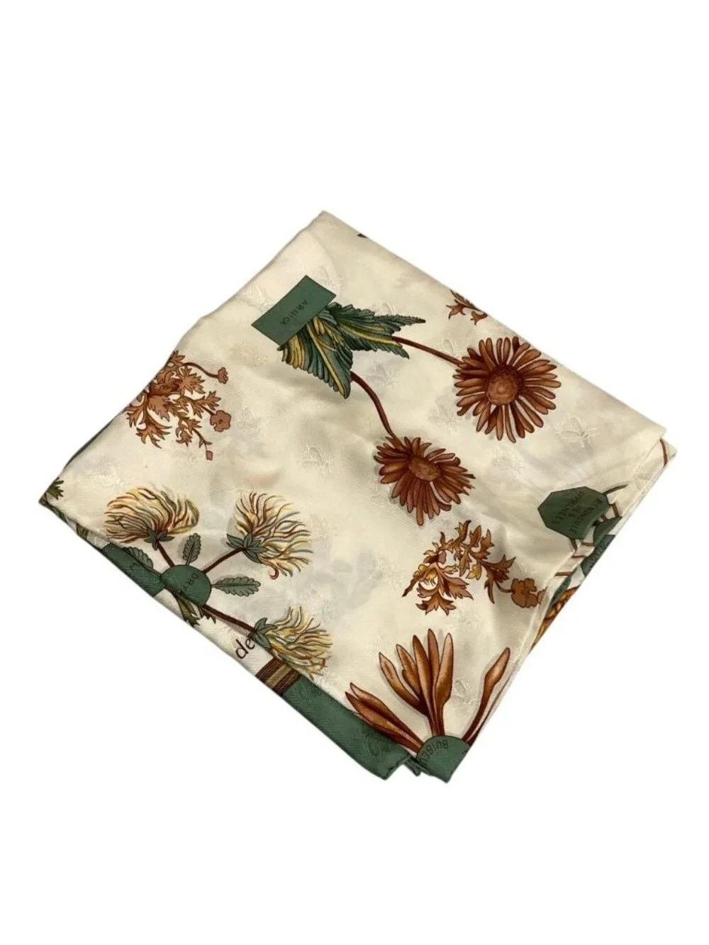 ★SOLD★ Hermes Carre 90 Herbier de Gavarnie Pressed Flowers of Scarf Green - Picture 3 of 10